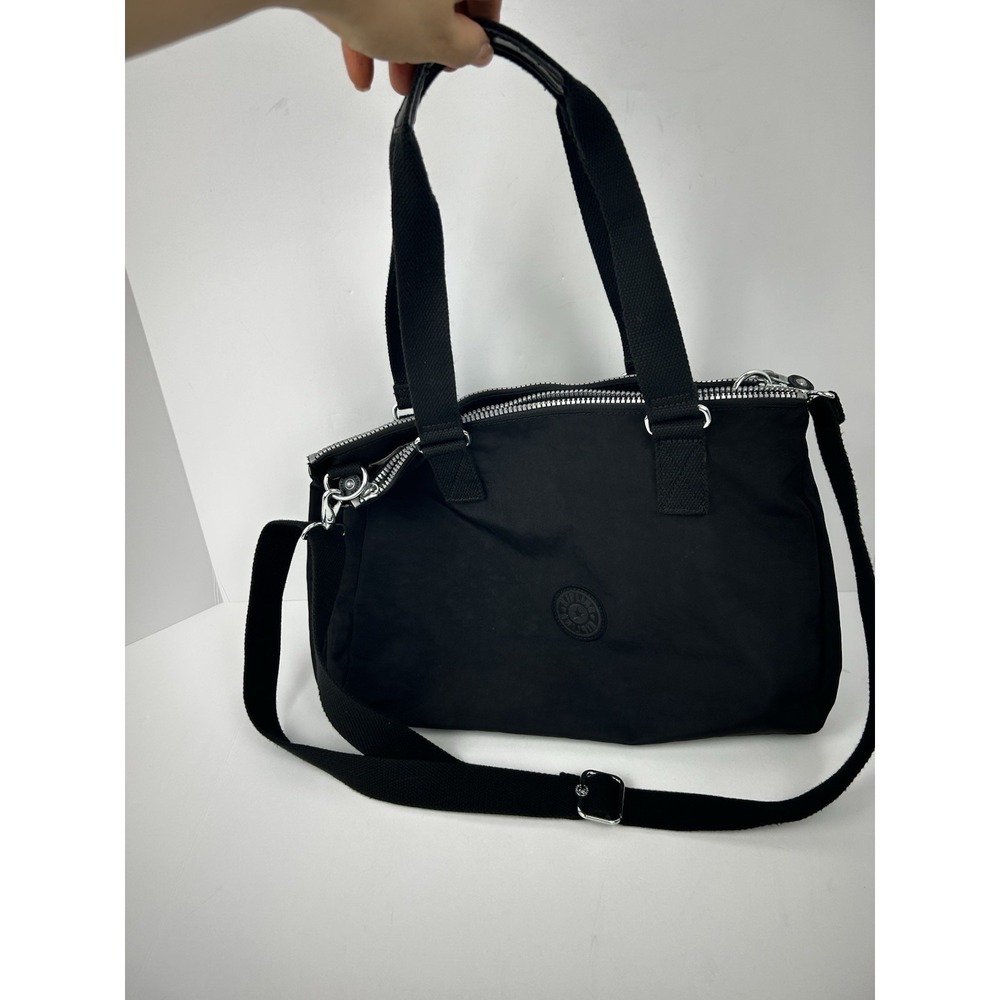 Kipling Light Black Nylon Tote Bag Monkey Charm